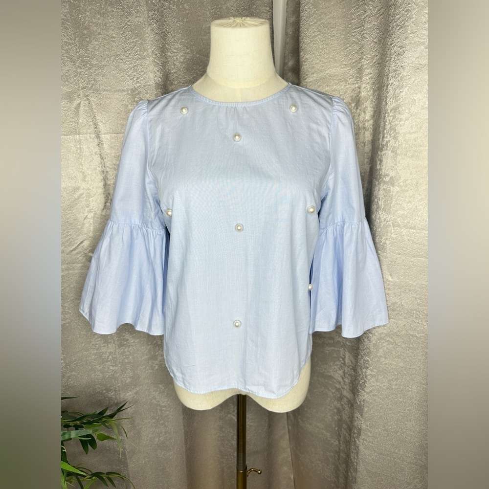 Zara Basic Collection Elegant Pearls Beading Flar… - image 2